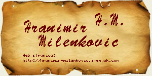 Hranimir Milenković vizit kartica